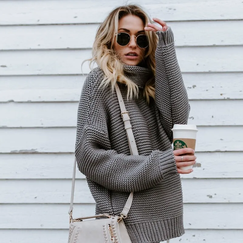 Turtleneck Thick Thread Long Sweater