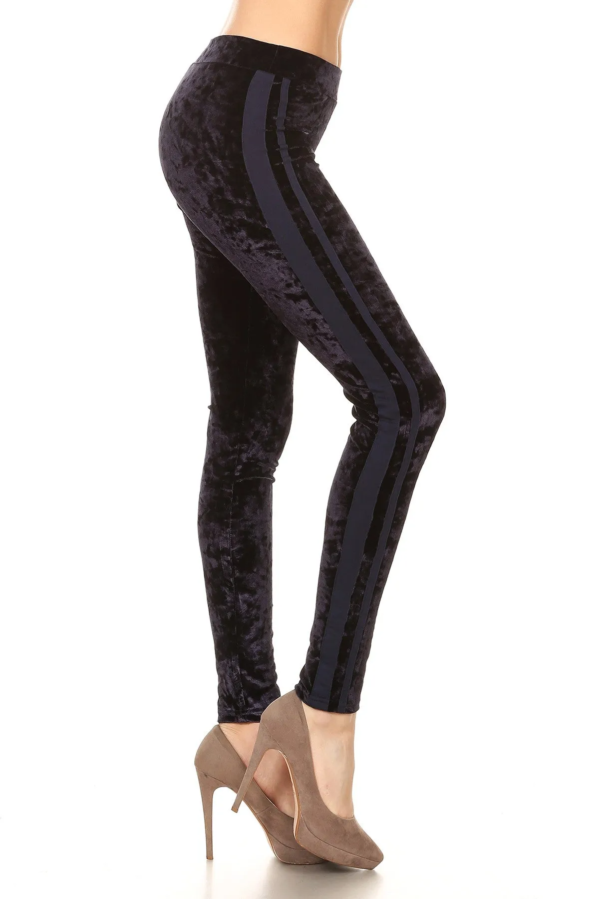 Varsity Stripe Velvet Leggings