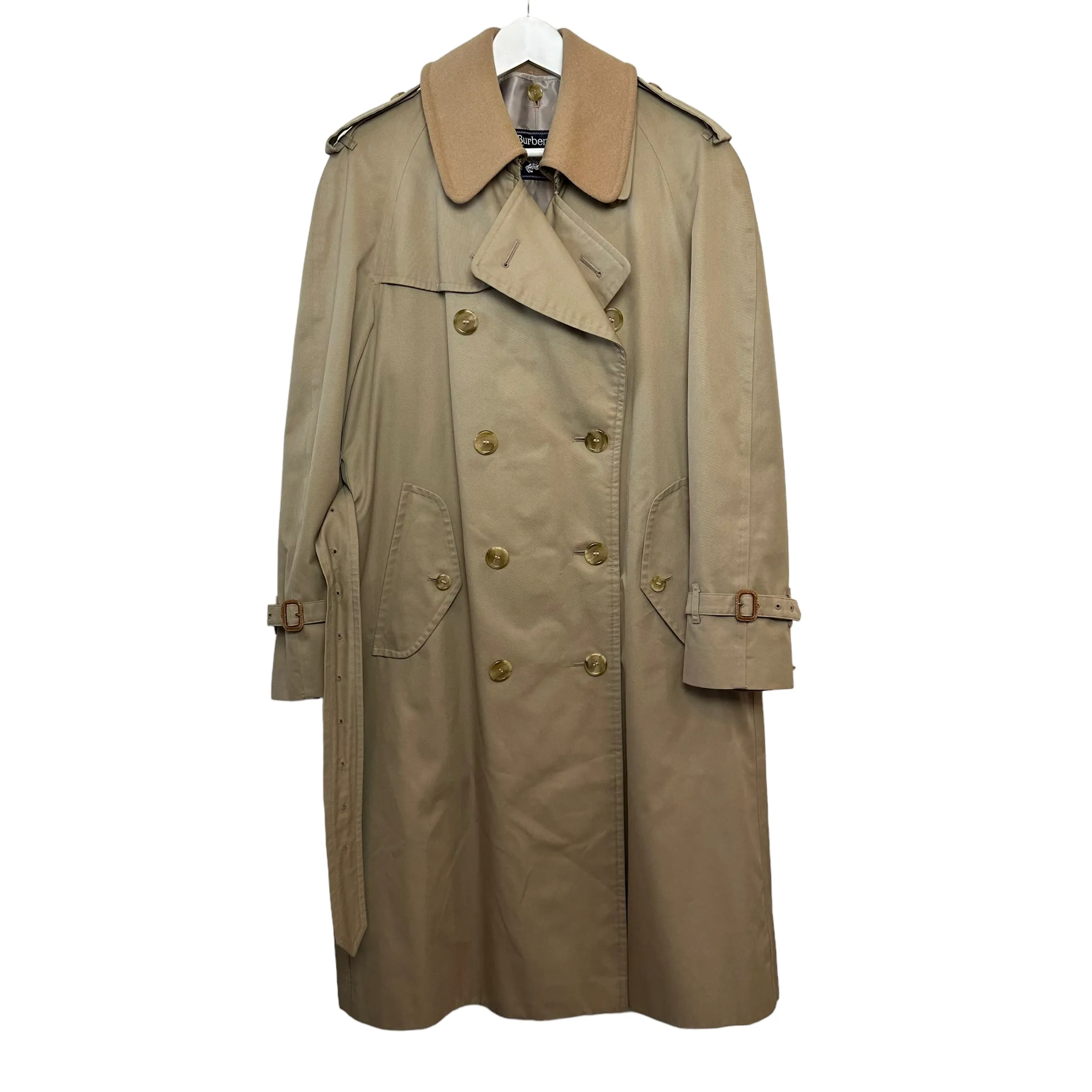 Vintage Burberry Trench Coat Long Nova Check Removable Wool Lining 36 Regular