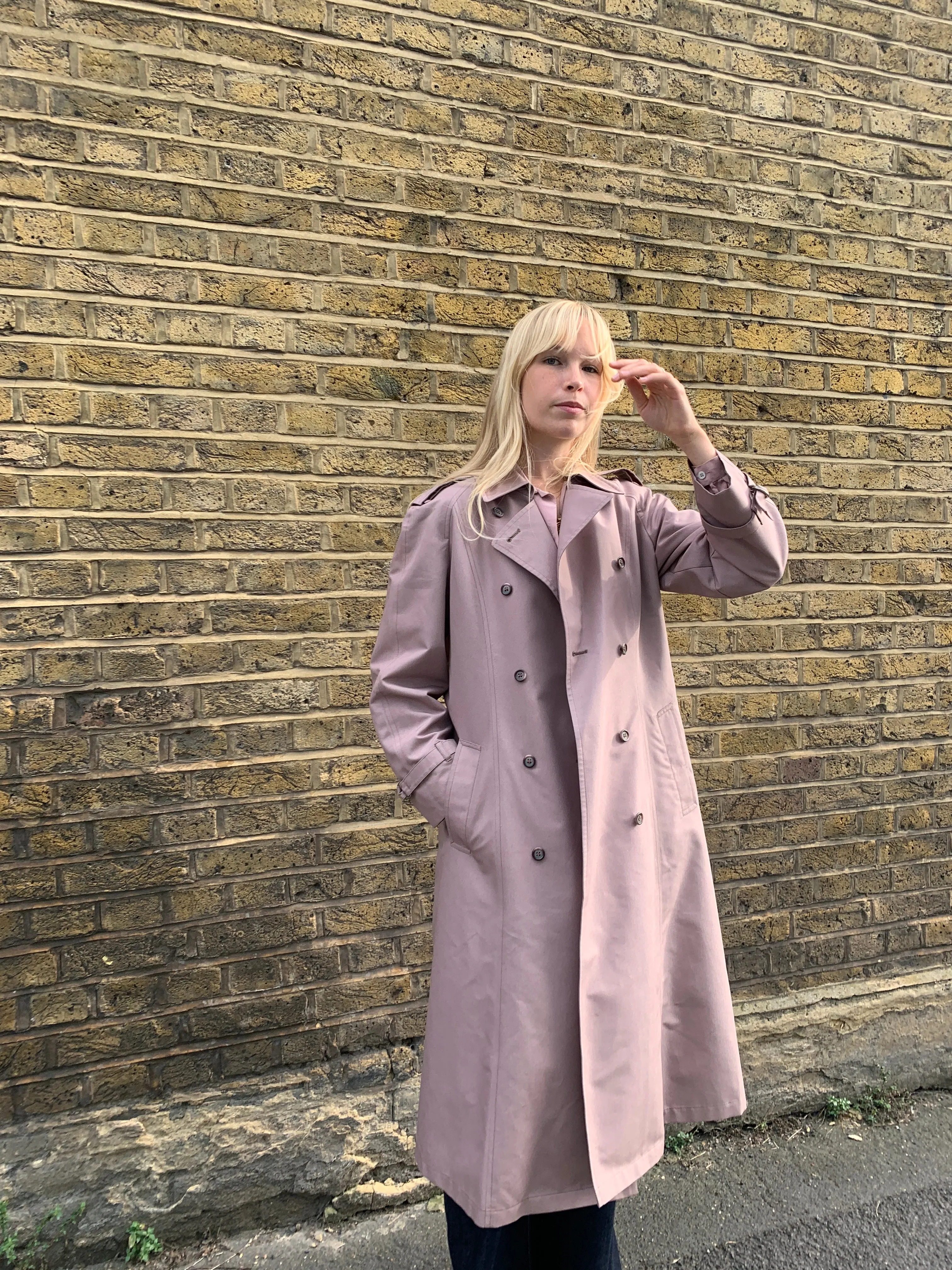 Vintage trench coat in dusky pink