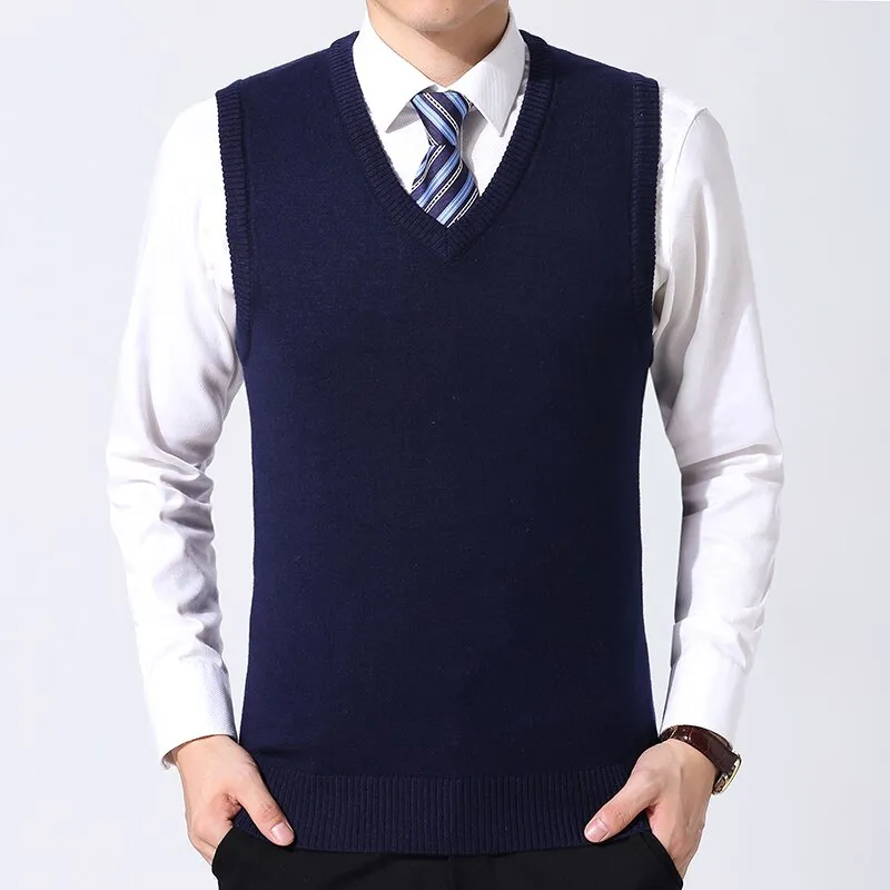 West Louis™ Brand Knitted Wool Sleeveless Vest Pullover Sweater