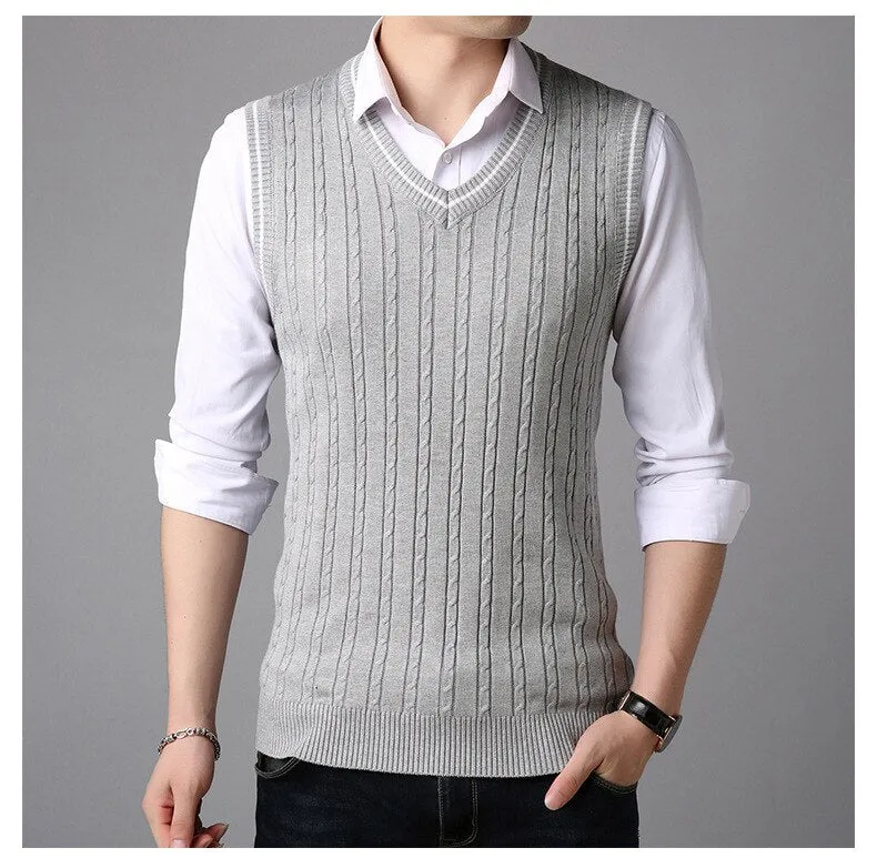 West Louis™ Casual Knitted V-Neck Elegant Sweater Vest