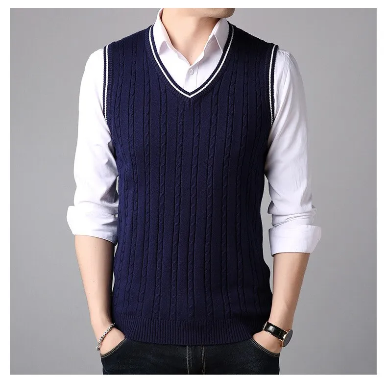 West Louis™ Casual Knitted V-Neck Elegant Sweater Vest