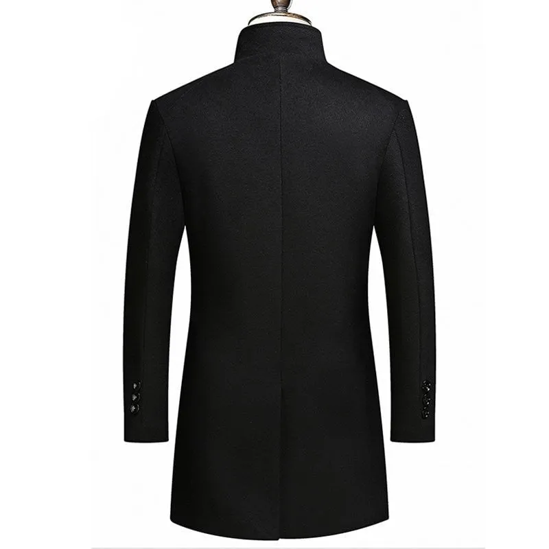 West Louis™ Winter Wool & Blends Stand Collar Long Trench Coat