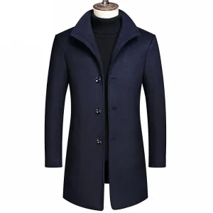 West Louis™ Winter Wool & Blends Stand Collar Long Trench Coat