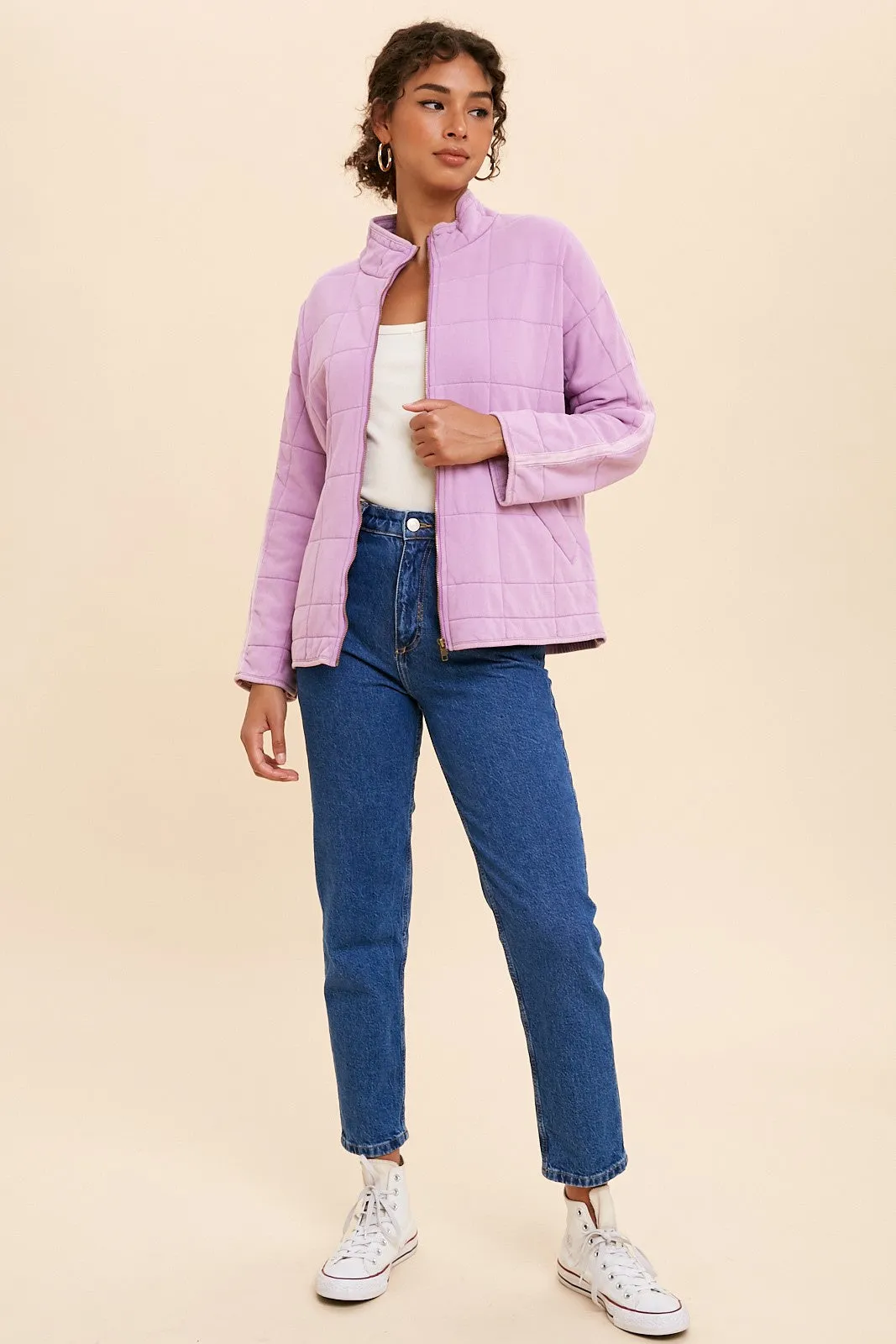 Whitney Burnout Quilted Jacket - Purple