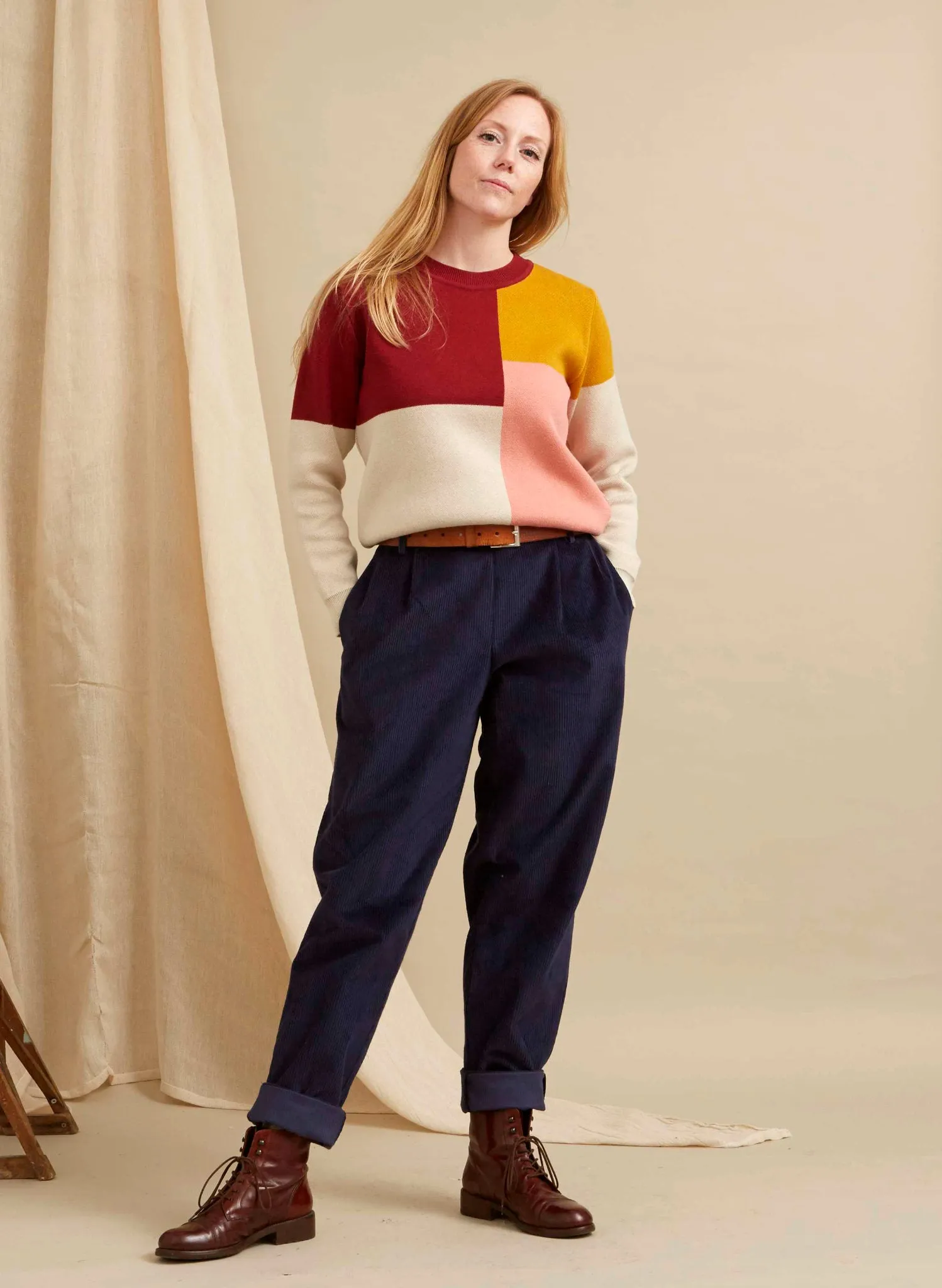 Wilma - Navy Corduroy Trousers