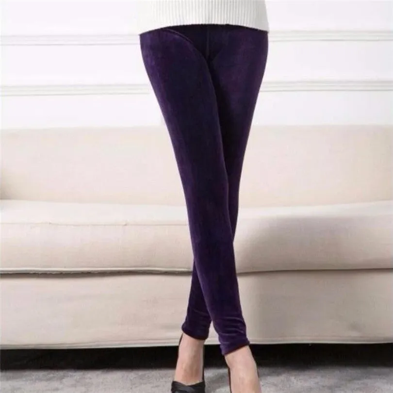 Wjczt Winter Velvet Leggings Women Double Side Warm Casual Trouser Pencil Pant Skinny Slim Soft Elastic Pants