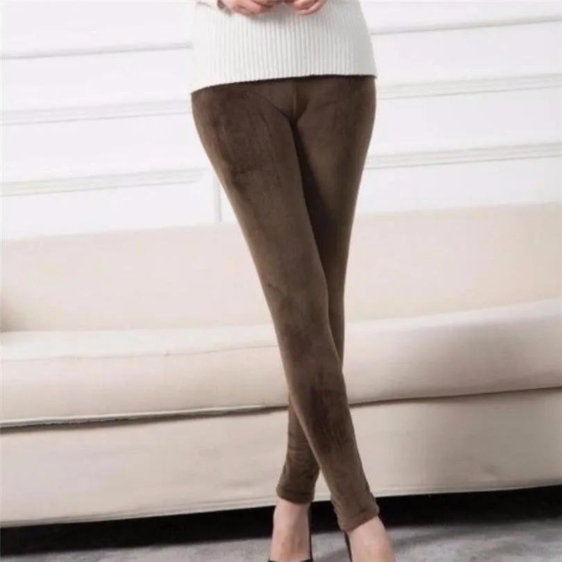 Wjczt Winter Velvet Leggings Women Double Side Warm Casual Trouser Pencil Pant Skinny Slim Soft Elastic Pants