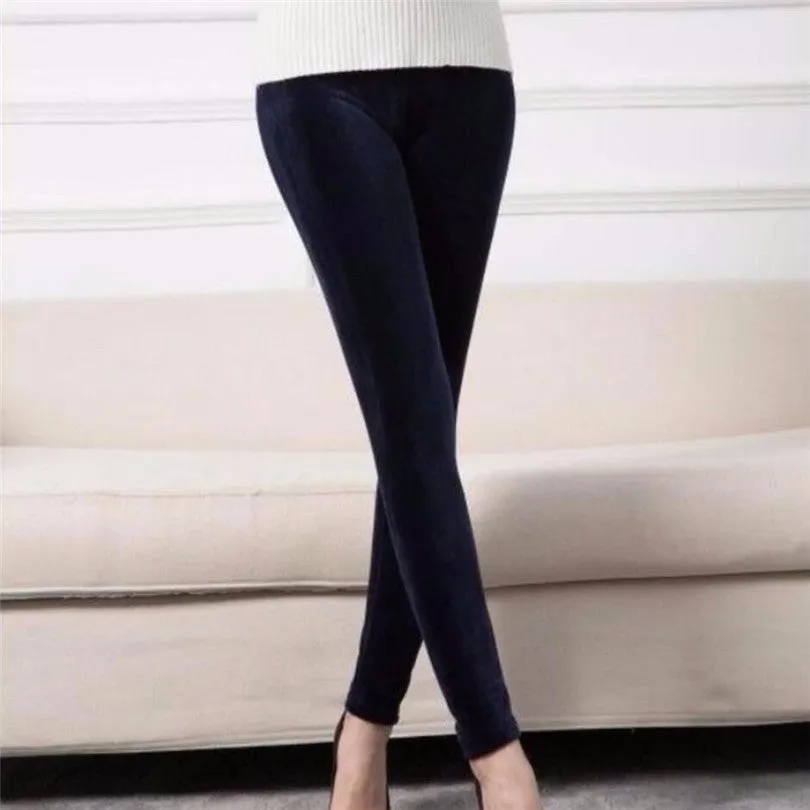 Wjczt Winter Velvet Leggings Women Double Side Warm Casual Trouser Pencil Pant Skinny Slim Soft Elastic Pants