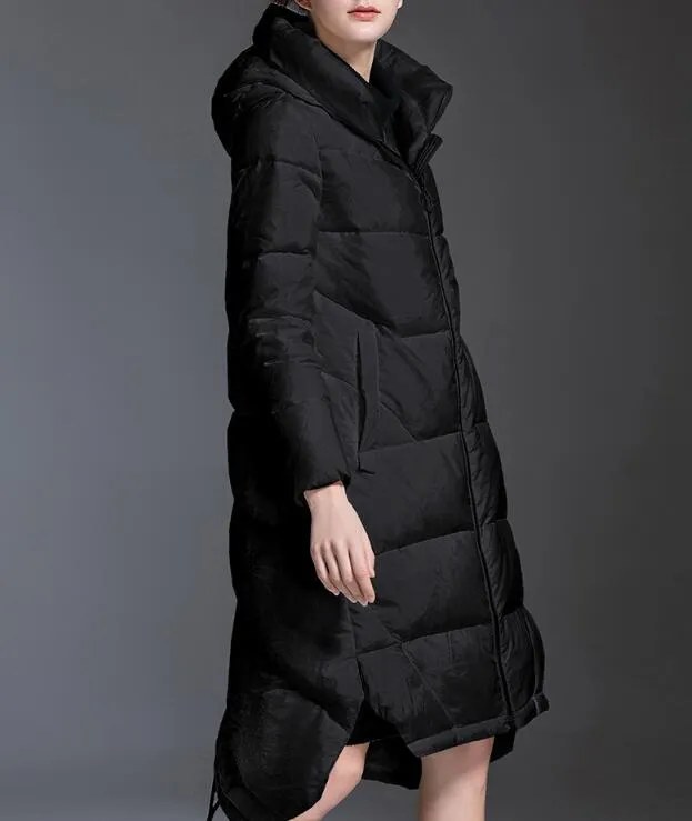 Women Down Coat ,Winter Loose 90% Hooded Duck Down Jackets, Long Warm Puffer Coat Any Size