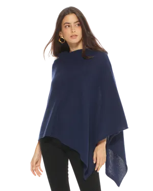 Women's Essential Pure Cashmere Poncho Blue