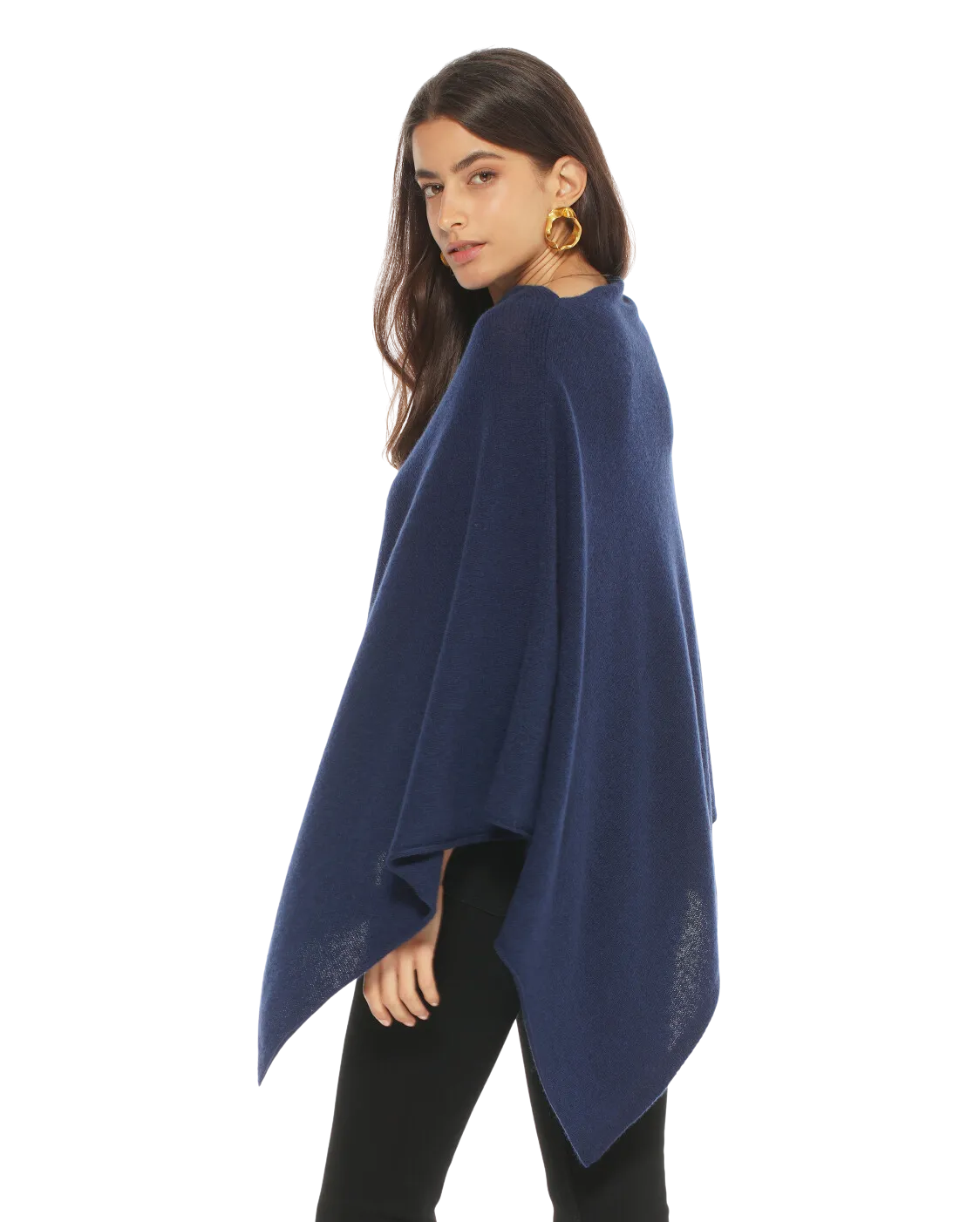 Women's Essential Pure Cashmere Poncho Blue