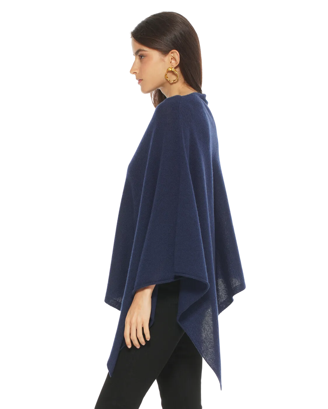 Women's Essential Pure Cashmere Poncho Blue