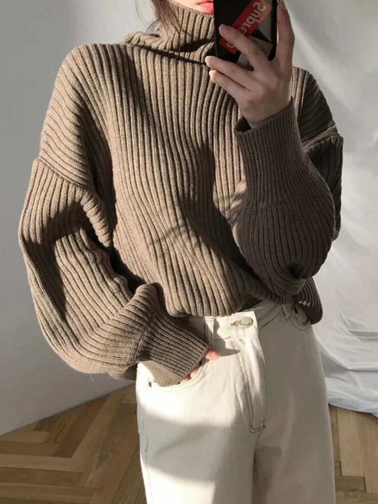 Women's Oversized Thick Lined Turtleneck Jumper | Ideal for Autumn/Winter