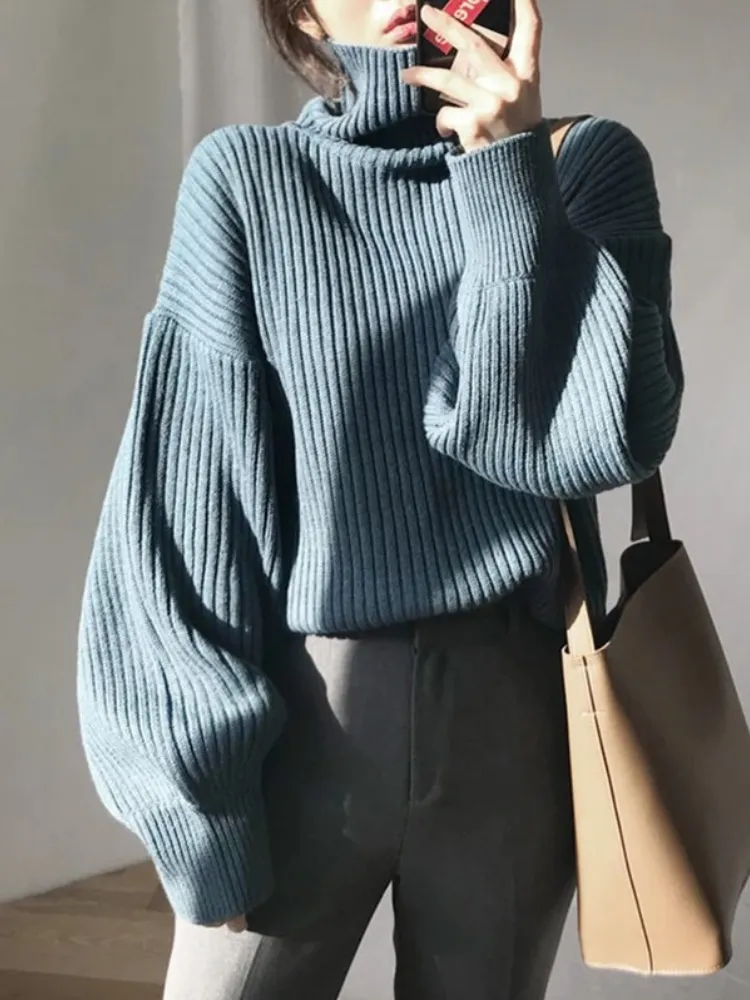 Women's Oversized Thick Lined Turtleneck Jumper | Ideal for Autumn/Winter