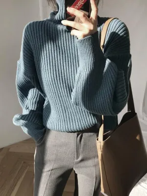 Women's Oversized Thick Lined Turtleneck Jumper | Ideal for Autumn/Winter