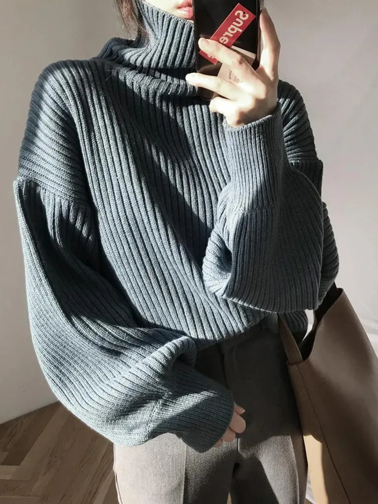 Women's Oversized Thick Lined Turtleneck Jumper | Ideal for Autumn/Winter