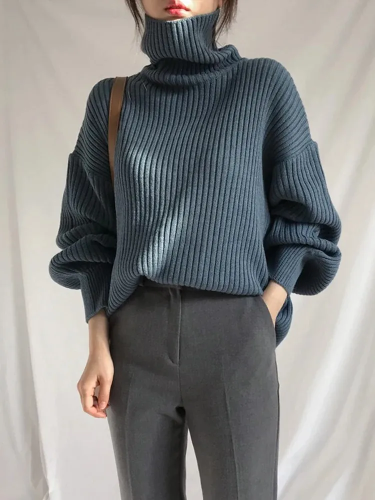 Women's Oversized Thick Lined Turtleneck Jumper | Ideal for Autumn/Winter