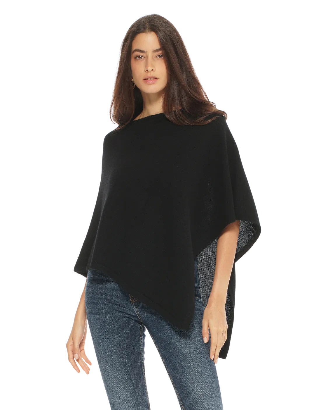 Womens's Pure Cashmere Capelet Poncho Black