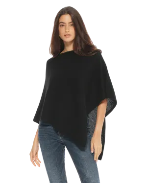 Womens's Pure Cashmere Capelet Poncho Black