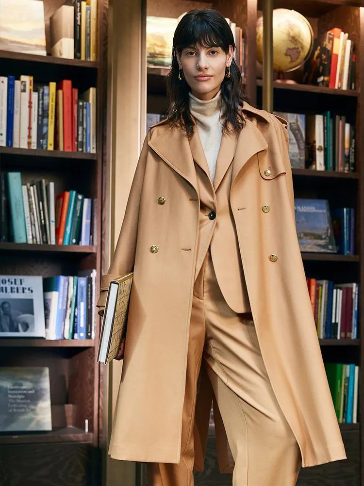 Worsted Wool Trench Coat