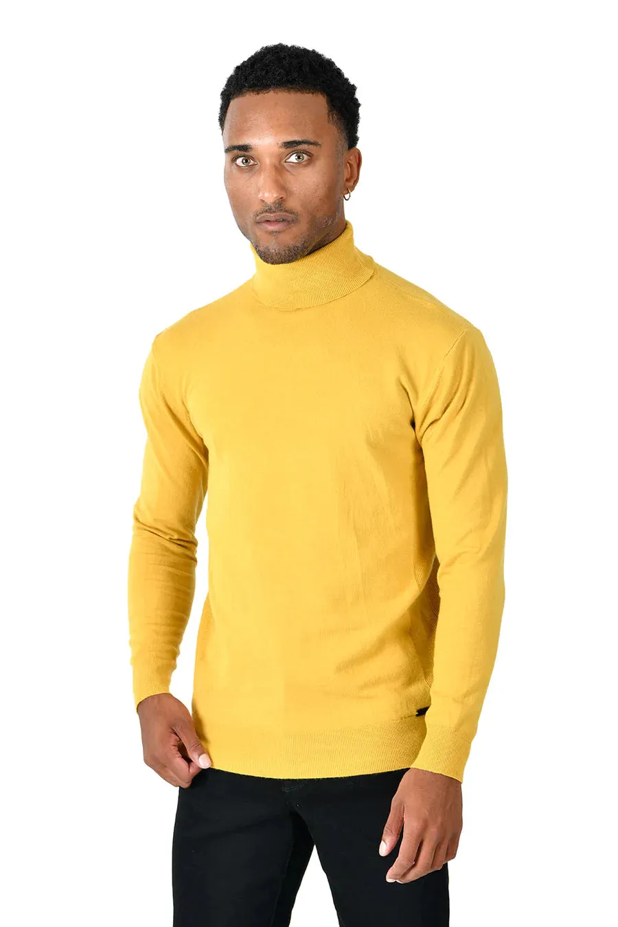 Yellow Men's Turtleneck Sweaters Light Blend Regular-Fit