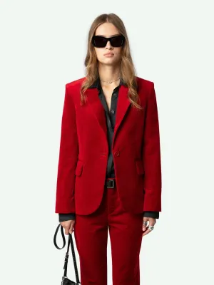 ZADIG ET VOLTAIRE - VAVY RED VELVET BLAZER